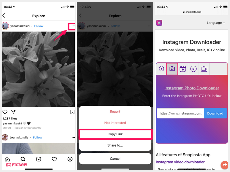 Instagram photo download in iphone